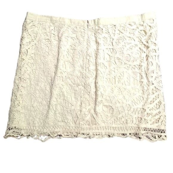 Gap Beige Netted Mini Skirt with Lining 100% Cotton Sz Lg - Picture 2 of 8